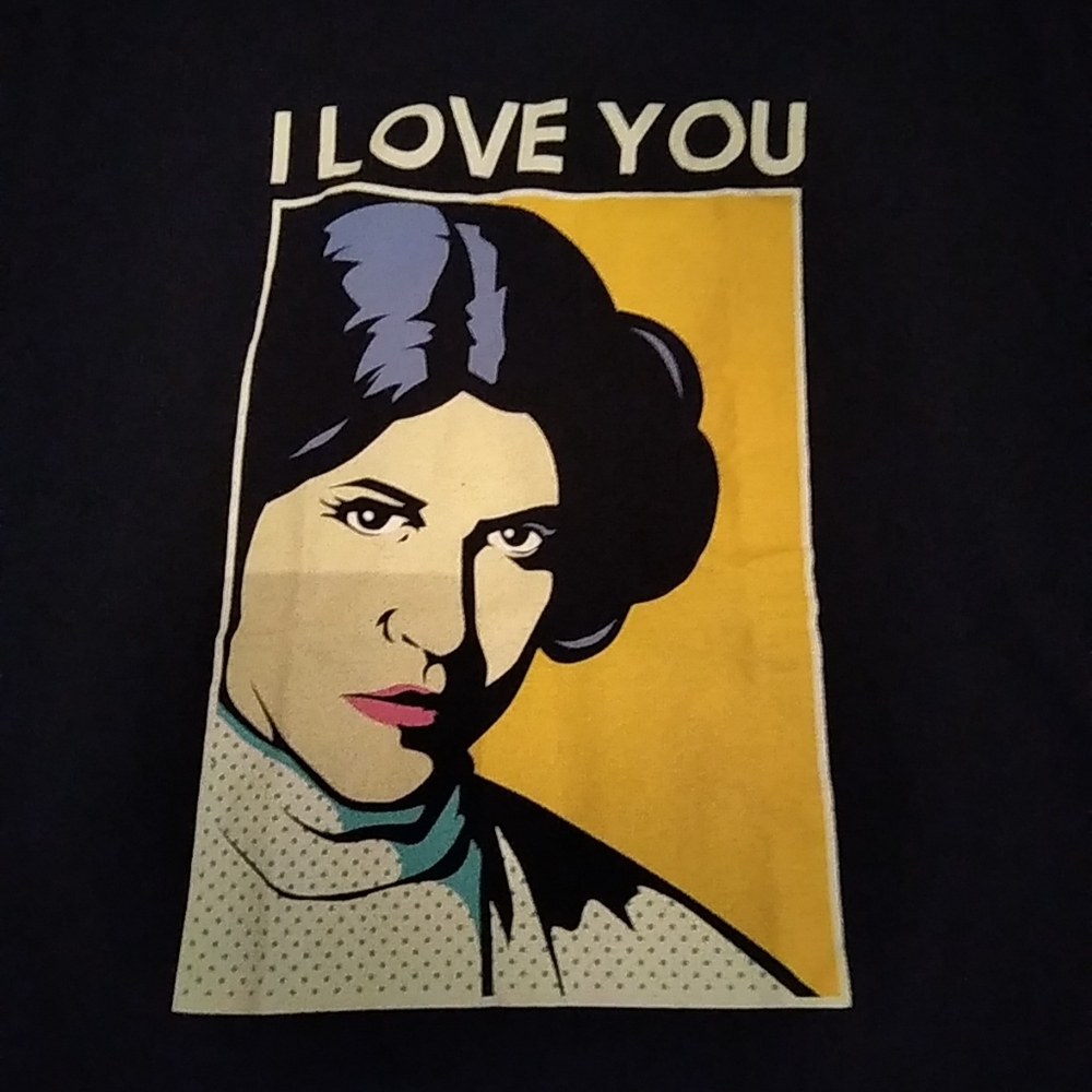 Star Wars Adult New T-Shirt - Princess Leia Comic Style I Love You Box Size Med